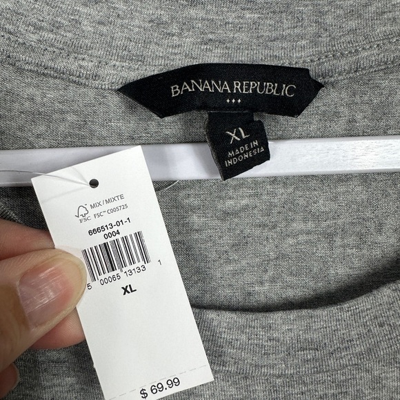 Banana Republic gray viscose short sleeve knit maxi dress pockets, sz XL NWT $70 - Picture 2 of 7